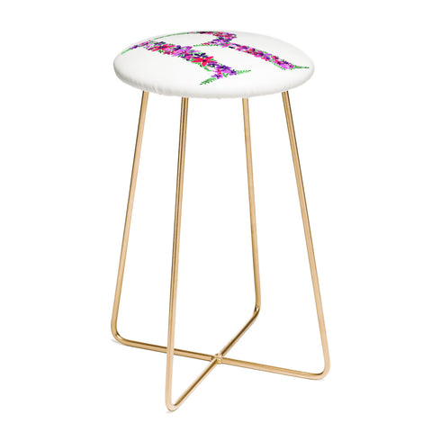 Amy Sia Floral Monogram Letter R Counter Stool
