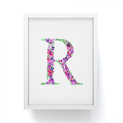 Amy Sia Floral Monogram Letter R Framed Mini Art Print