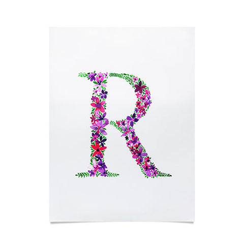 Amy Sia Floral Monogram Letter R Poster