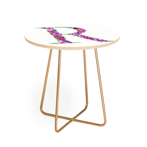 Amy Sia Floral Monogram Letter R Round Side Table