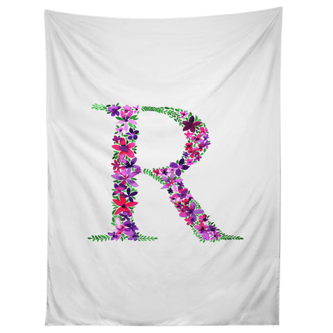 Amy Sia Floral Monogram Letter R Tapestry
