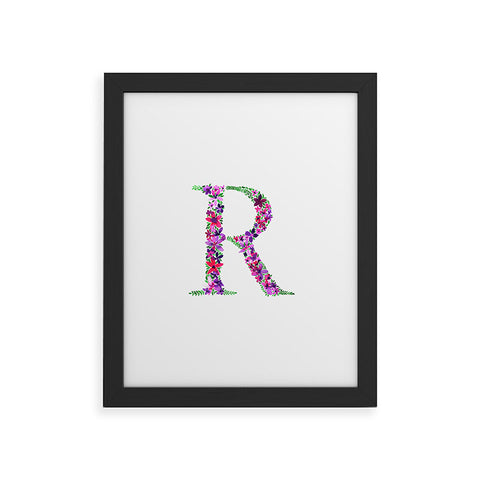 Amy Sia Floral Monogram Letter R Framed Art Print