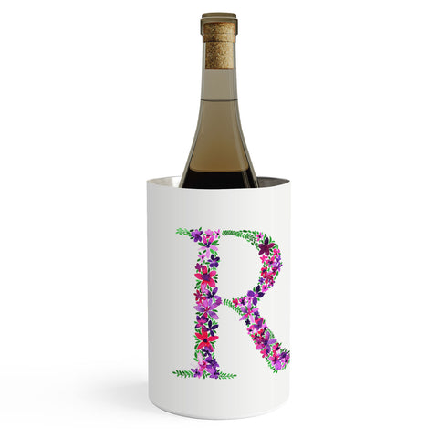 Amy Sia Floral Monogram Letter R Wine Chiller