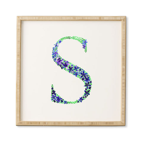 Amy Sia Floral Monogram Letter S Framed Wall Art