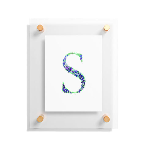 Amy Sia Floral Monogram Letter S Floating Acrylic Print
