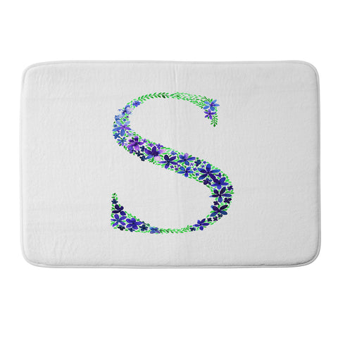 Amy Sia Floral Monogram Letter S Memory Foam Bath Mat
