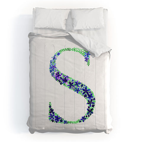 Amy Sia Floral Monogram Letter S Comforter