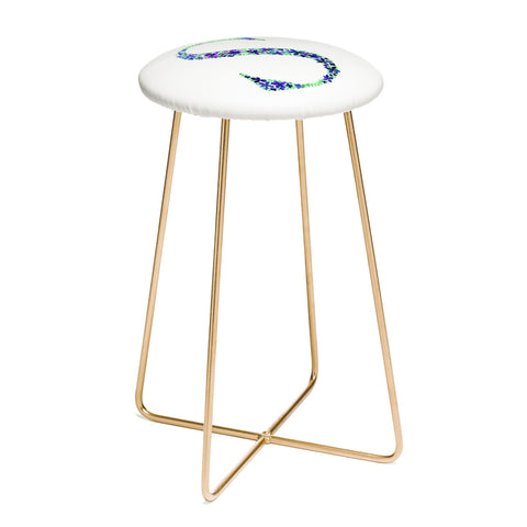 Amy Sia Floral Monogram Letter S Counter Stool