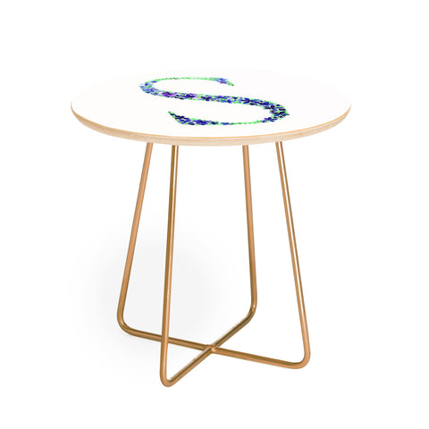 Amy Sia Floral Monogram Letter S Round Side Table