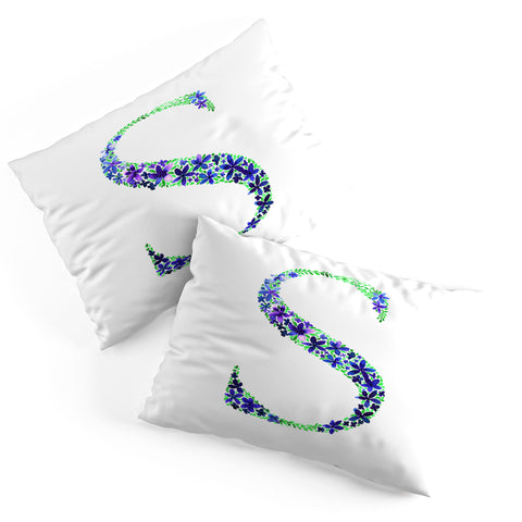 Amy Sia Floral Monogram Letter S Pillow Shams