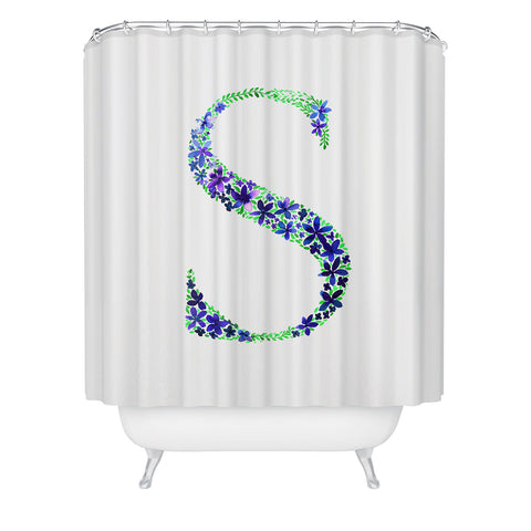 Amy Sia Floral Monogram Letter S Shower Curtain