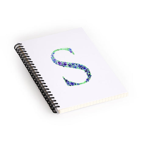 Amy Sia Floral Monogram Letter S Spiral Notebook