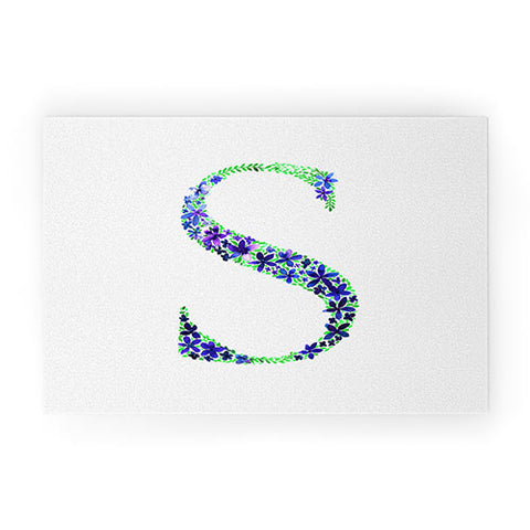 Amy Sia Floral Monogram Letter S Welcome Mat