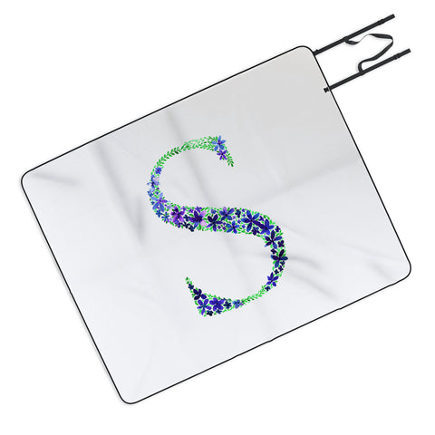 Amy Sia Floral Monogram Letter S Picnic Blanket