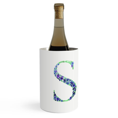 Amy Sia Floral Monogram Letter S Wine Chiller