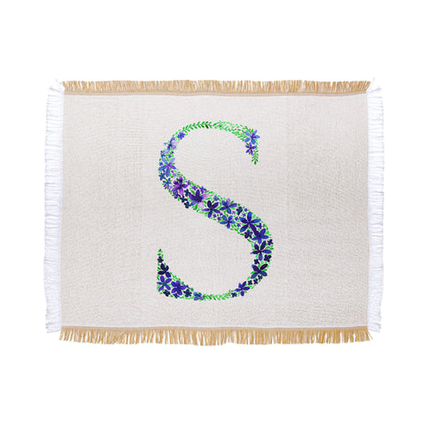 Amy Sia Floral Monogram Letter S Throw Blanket