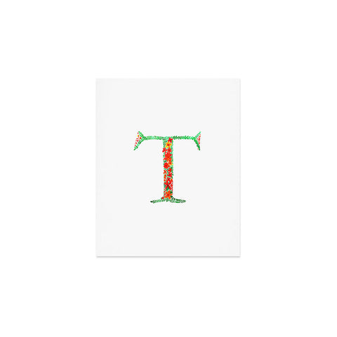 Amy Sia Floral Monogram Letter T Art Print