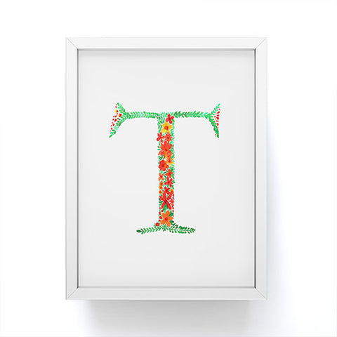 Amy Sia Floral Monogram Letter T Framed Mini Art Print