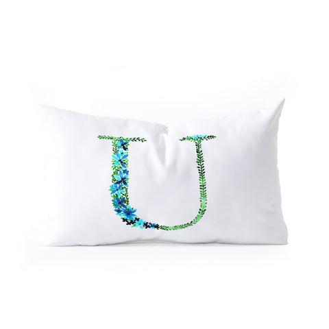 Amy Sia Floral Monogram Letter U Oblong Throw Pillow