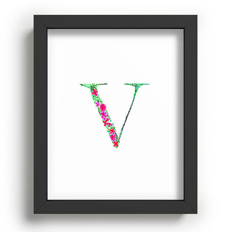 Amy Sia Floral Monogram Letter V Recessed Framing Rectangle