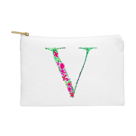 Amy Sia Floral Monogram Letter V Pouch