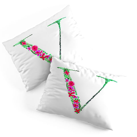 Amy Sia Floral Monogram Letter V Pillow Shams