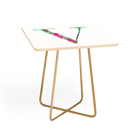 Amy Sia Floral Monogram Letter V Side Table