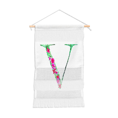 Amy Sia Floral Monogram Letter V Wall Hanging Portrait
