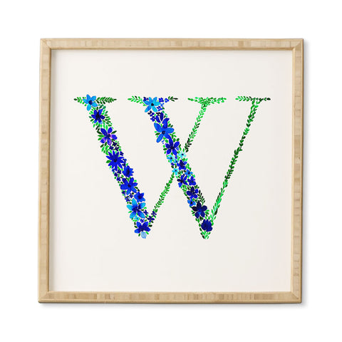 Amy Sia Floral Monogram Letter W Framed Wall Art