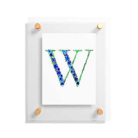 Amy Sia Floral Monogram Letter W Floating Acrylic Print