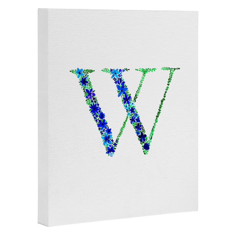 Amy Sia Floral Monogram Letter W Art Canvas
