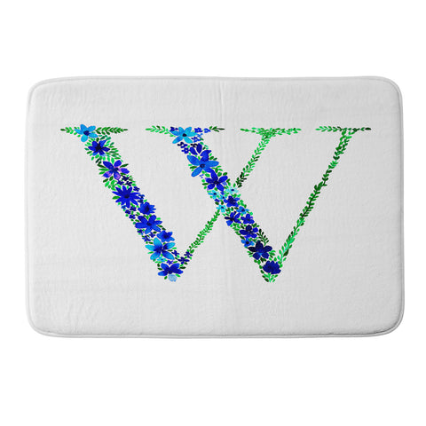 Amy Sia Floral Monogram Letter W Memory Foam Bath Mat