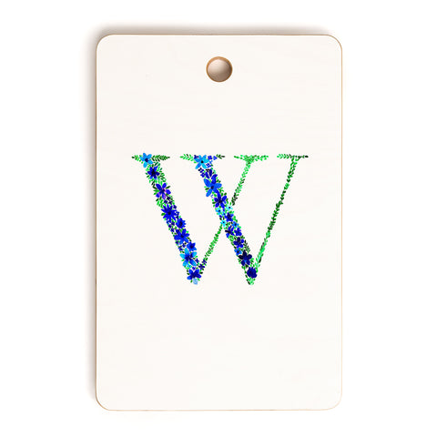 Amy Sia Floral Monogram Letter W Cutting Board Rectangle