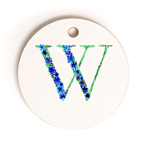 Amy Sia Floral Monogram Letter W Cutting Board Round