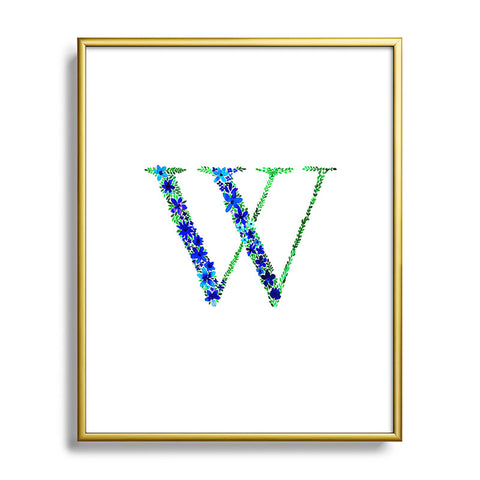 Amy Sia Floral Monogram Letter W Metal Framed Art Print