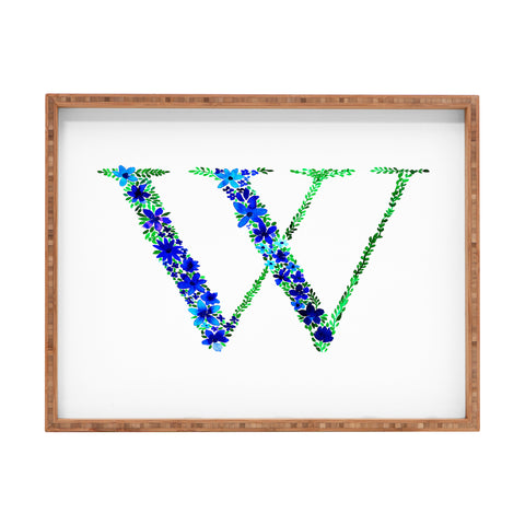 Amy Sia Floral Monogram Letter W Rectangular Tray