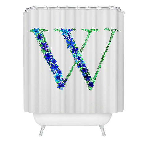 Amy Sia Floral Monogram Letter W Shower Curtain