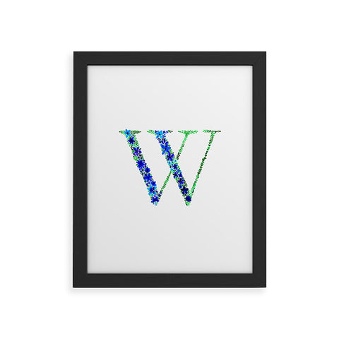 Amy Sia Floral Monogram Letter W Framed Art Print