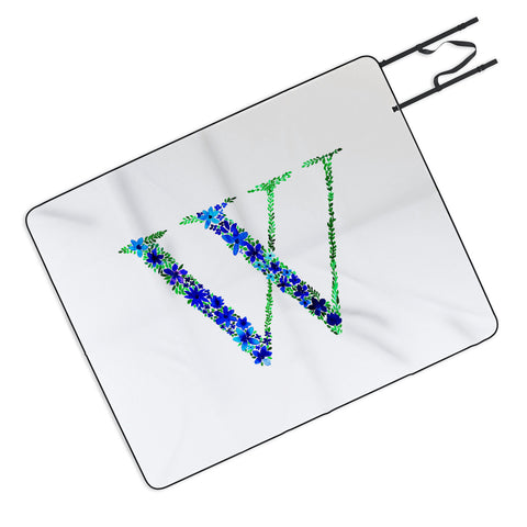 Amy Sia Floral Monogram Letter W Picnic Blanket