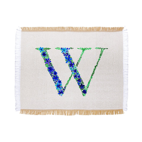 Amy Sia Floral Monogram Letter W Throw Blanket