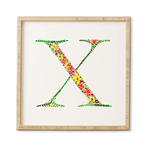 Amy Sia Floral Monogram Letter X Framed Wall Art