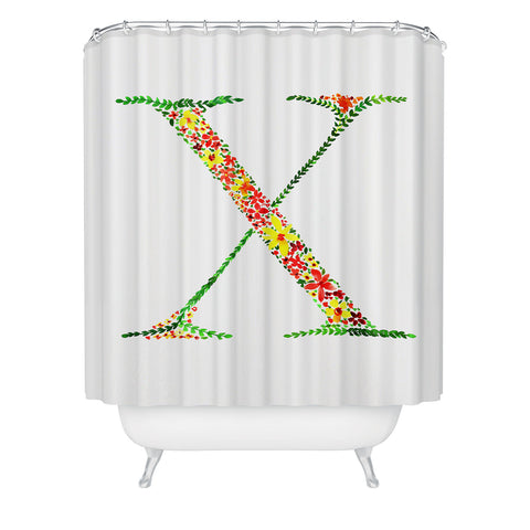 Amy Sia Floral Monogram Letter X Shower Curtain