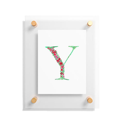 Amy Sia Floral Monogram Letter Y Floating Acrylic Print