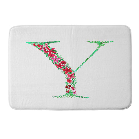 Amy Sia Floral Monogram Letter Y Memory Foam Bath Mat