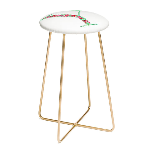 Amy Sia Floral Monogram Letter Y Counter Stool