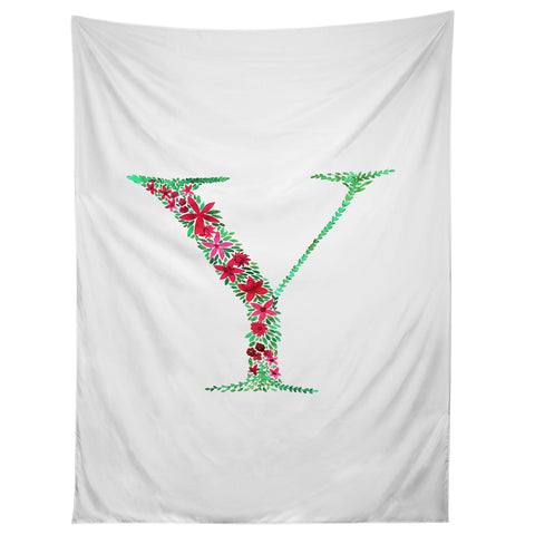 Amy Sia Floral Monogram Letter Y Tapestry