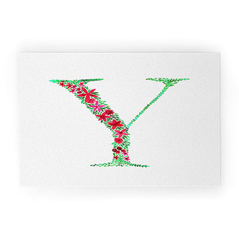Amy Sia Floral Monogram Letter Y Welcome Mat
