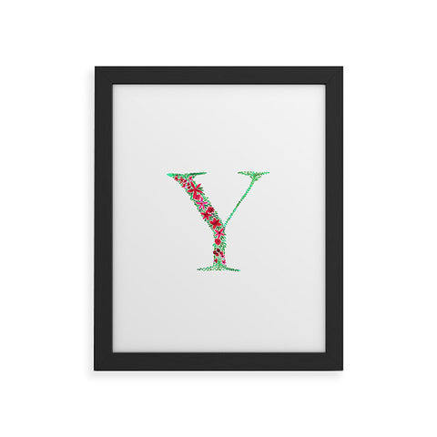 Amy Sia Floral Monogram Letter Y Framed Art Print