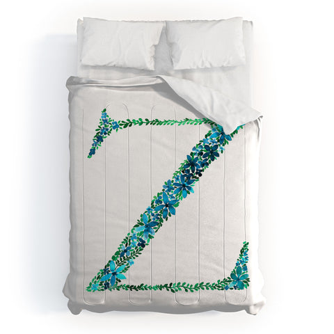 Amy Sia Floral Monogram Letter Z Comforter