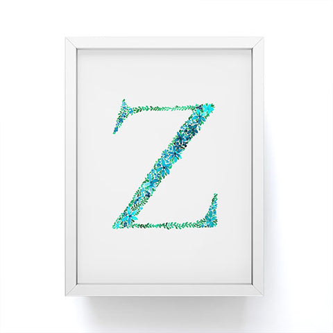 Amy Sia Floral Monogram Letter Z Framed Mini Art Print